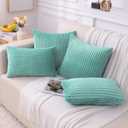 Simmore Decorative Fall Throw Pillow Covers 18x18 Set of 2, Soft Plush Flannel Double-Sided Fluffy Couch Pillow Covers for Sofa Living Room, Aqua Haze