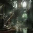 10x8FT Halloween Haunted House Backdrop Medieval Retro Gothic Architecture Creepy Abandoned Houses Terror Stone Wall for Halloween Themed Party Decoration Background Vinyl