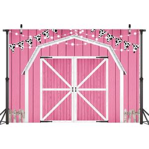 LTDKAEN Pink Barn Door Backdrop Wooden Barn Door Farmhouse Photography Rustic Farm Backdrop Country Scene Farm Party Decoration Photo Props for Party (7×5FT)