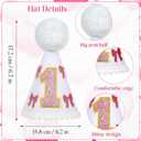 3PCS Pink Bow 1st Birthday Highchair Decorations for Baby Girl Pink Bow 1st Birthday Highchair Banner One Cake Topper Hat for Princess Fairy Girls Just Wanna Be One Party Supplies