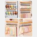 2PCS Pull Out Closet Hanger with 8 Hooks, Wall-Mounted Wooden Closet Valet Rod Slide Out with Non-slip Rubberized Clips, Left & Right Pull out Belt Organizer for Closets, Bra, Underwear