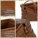 Boao 3 Pcs Dog Toy Wicker Storage Basket with Handle 15"x 11" x 7.9" Brown Handmade Rattan Woven Laundry Basket for Organizing Shelf Blanket Clothes Toy Car Bedroom Room Storage