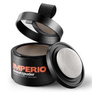 2 x IMPERIO Root Touch Up Hair Powder for Concealing Hair Loss instantly - Hairline Powder for Women & Men - Water resistant Root Cover Up for Thinning Hair in Premium Hairdressing Quality (Medium Brown)