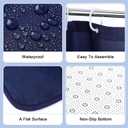 Hosuly 4 Pcs Bathroom Shower Curtain Set with Non Slip Rugs, Toilet Lid Cover and Bath Mat, Waterproof Bathroom Curtains with 12 Hooks Shower Set for Solid Color Bathroom Decor (Blue)