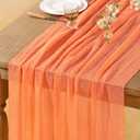 DeZerlor Orange Cheesecloth Table Runner Spring Easter Table Runner 120 inches Boho Gauze Orange Cheese Cloths for Rustic Wedding Bridal Baby Shower Decor Party