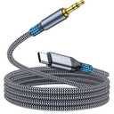 Aux to USB C, 10ft Aux Cord to USB C Compatible with iPhone 15/16/17, Galaxy S225/S24/23, iPad Pro, Pixel - Type C to 3.5mm Cord for Car, Headphones, Speakers
