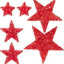 CTEAKOP 6 Pcs Adhesive Star Patches Iron on, Star Iron on Patches, Iron on Rhinestones for Clothing, Hats, Jeans, Dress, Jackets, Bag, Crafts (Red)