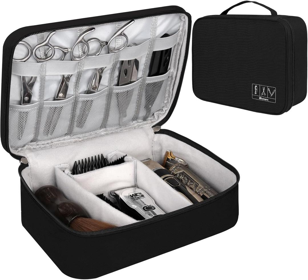 Barber Tools Bag Barber Case Hair Tools Travel Bag Clipper Guard Holder for Clippers and Supplies Hair Cutting Scissors Storage Bag Portable Clipper Storage Holder Organizer for Hair Cutting (Black) (Single-layer)