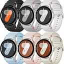 Sport Band for Samsung Galaxy Watch 7 Band 40mm 44mm,No Gap Soft Silicone Strap for Galaxy Watch 6 5 4 FE Band 40mm 44mm/Galaxy Watch 6/4 Classic 47mm 43mm 46mm 42mm/Watch 5 pro 45mm Men Women,6 Pack (03-Black/White/Light grey/Pink/Light Blue/Starlight)