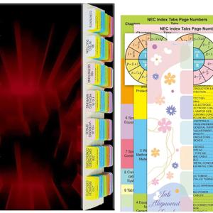 Index Tabs for NEC, 120 Pcs for 2020 National Electrical Code(Book not Included), Color-Coded and Laminated Tabs with Ohm's Law Stickers and Wire Chart