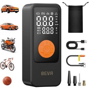 BEVA Tire Inflator Portable Air Compressor, 4X Faster Inflation Air Pump with Digital Pressure Gauge, 150PSI Cordless Tire Inflator with LED Light for Car, Electric Bikes, Motorcycle, Bike, Ball (Medium)