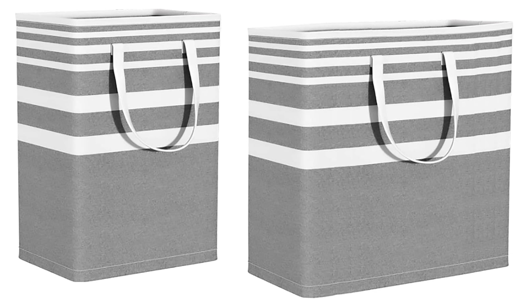 2-Piece (75L+100L) Laundry Hamper Dirty Laundry Hamper, Large Laundry Hamper, Tall Rectangular, Clothes Basket Organizer with Extended Handle, Gray