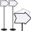 Lincia 2 Pack Dry Erase Board Arrow Sign Stand Adjustable Holder Floor Signs 11.7 x 16.5 Inch Dual Sided with Heavy Duty Pedestal for Indoor Outdoor Hotel School