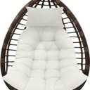 Thicken Hanging Basket Seat Cushion with Headrest, Hammock Swing Chair Cushions, Soft Egg Patio Chair Cushion with High Elasticity PP Cotton, for Indoor and Outdoor Garden Offices (with Pillow) (90x120cm/35.43x47.24in, Milk White)