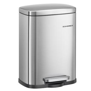 SONGMICS 1.3 Gallon (5 L) Trash Can, Stainless Steel, Step-On Pedal