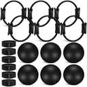 Seenelling 18 Pcs Pilates Ring and Ball Set with Resistance Bands Home Workout Pilates Equipment 11.8 Inch Magic Circle with Padded Handles, Mini Ball for Strength, Toning and Flexibility(Black)
