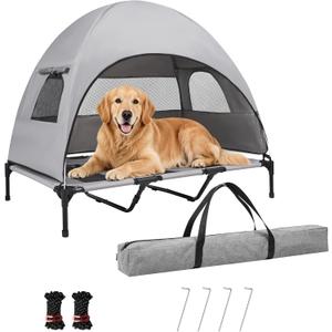 2-in-1 Elevated Dog Bed with Removable Canopy, (Large,49x32x43in).