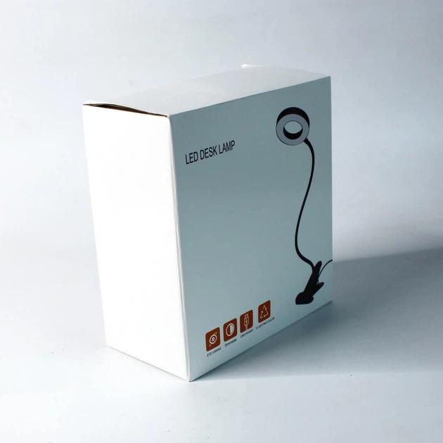 LED Desk Lamp with USB Adapter【3 Color Modes 10 Brightness】 Eye Caring Clip on Clamp Light, 40cm Flexible Arm Book Ring Light for Gaming/Video Conference/Reading, Clip on Table, Headboard