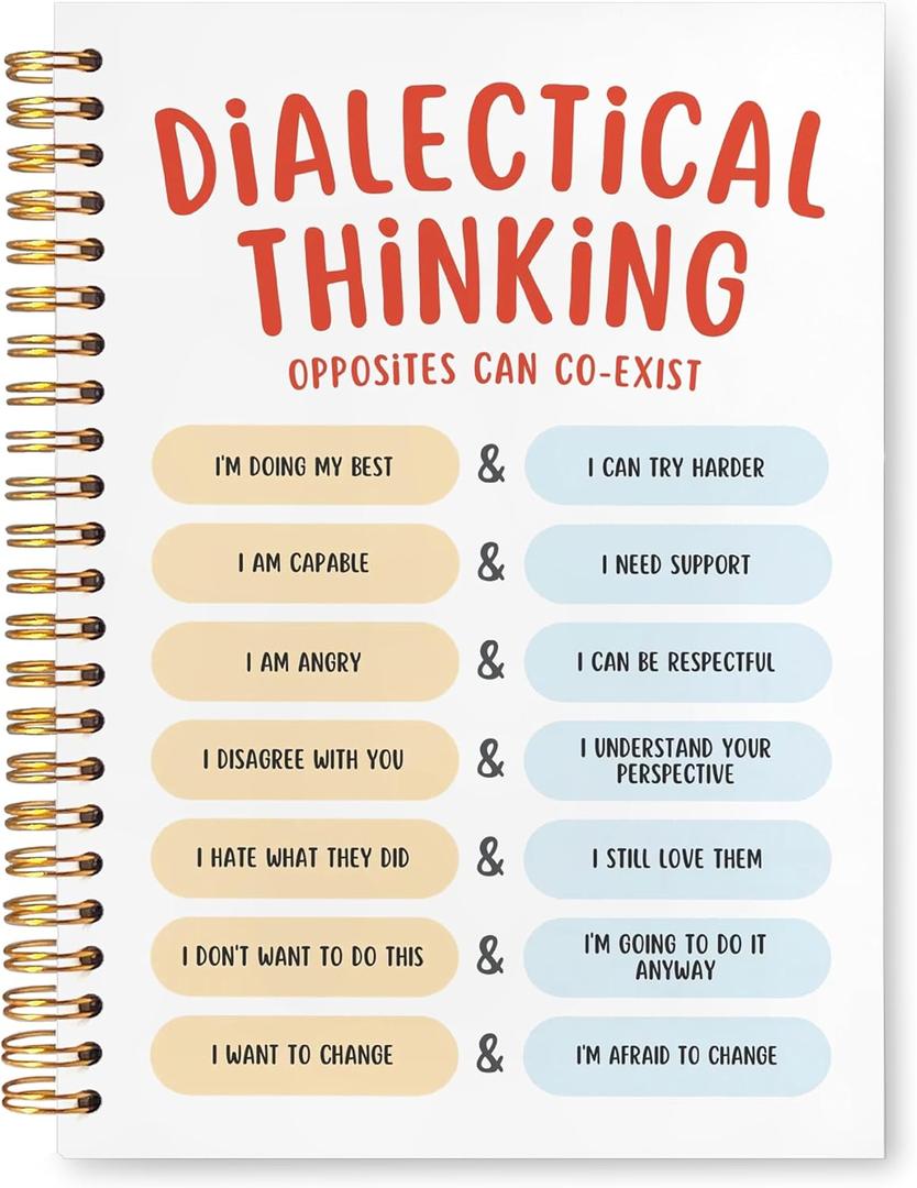 VIIJJUE Dialectical Thinking Mental Health Notebook,Funny Mental Health Journal, Motivational Journal GiftsHardcover Spiral Notebooks, 5.5x8.3 Inch