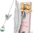 SET OF 2, Bookmarks for Women Christmas Gifts - Stocking Stuffers for Women Teachers Mothers Friends Book Lovers, Unique Cute Butterfly Metal Feather Flower Vintage Bookmark, Gift Ideas for Birthdays