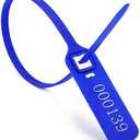 Heavy Duty Plastic Truck-Trailer Seals Numbered Security Tags Safety Ties Pull-Tight Pad-Locks Cable Pull Ties - Straps, Metal Insert Clip Lock, Length 400 mm 15.8" (Dark Blue, 100 PCS)