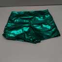 Women's Metallic Rave Booty Shorts Shiny High Waisted Bottoms for Dance Festival (Green, XS)