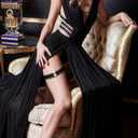 2 PCS Black Heart Thigh Garter Black Lace Garters for Thigh Adjustable Heart Lace Bands Elastic Leg Garters for Women Cosplay Spike Party Music Festival