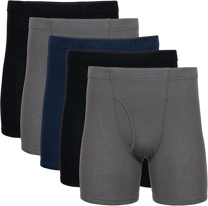 Gildan Men's Underwear Covered Waistband Boxer Briefs, Multipack Size Large