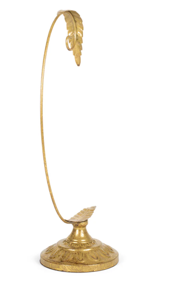 DEMDACO Leaf Pattern Gold Tone 12 x 7 Iron Metal Christmas