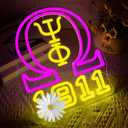 Omega Fraternity Neon Sign for Wall Decor Dimmable 1911 Greek Letters LED Light Sign for Club Dorm Psi Phi Fraternity Decor for Man Cave Party Birthday Gifts for Men Size 13.7 * 11.8in(FMCP148)