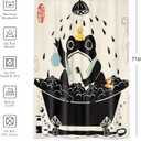 LGhtyro Funny Frog Shower Curtain Bathroom Set 48Wx71H Inches Cute Retro Animal Taking Shower Rubber Duck Asian Style Traditional Japanese Bath Accessories Frog Art Home Decor Fabric 8 Pack Hooks