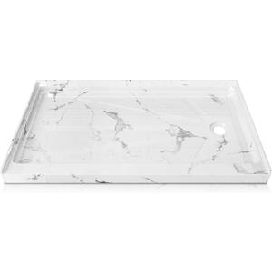 CKB 60 in. L x 34 in. W Single Threshold Shower Base, Right Drain Shower pan with Slip Resistant Textured Surface, Jazz (Marble) White Shower Base