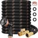 Garden Hose 50ft, 2026 Ultra Lightweight Water Hoses w/10 Function Spray Nozzle and 3/4" Brass Fittings- Durable, & Flexible Water Pipe for Yard, Lawn, Outdoor & Gardening(Black Rose gold)