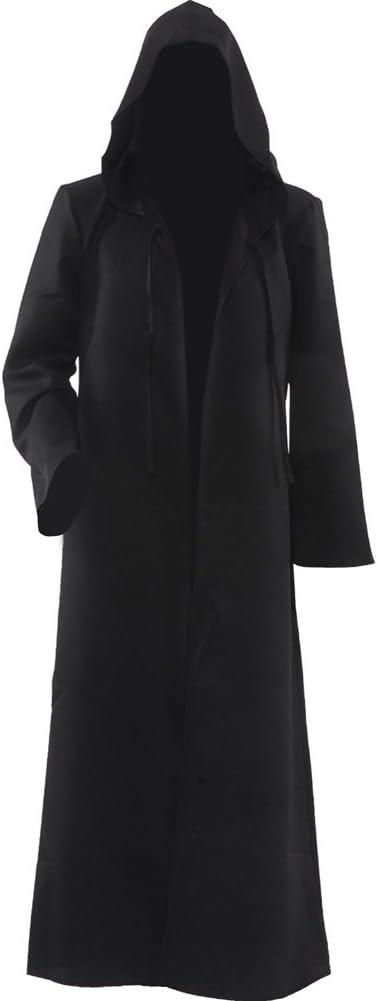 Men's Cosplay Cloak Robe Costume Halloween Tunic Hooded Uniform (Medium, Black)