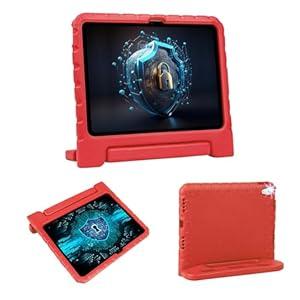E-puhate Case for iPad 11th A16/ 10th Generation with Pencil Holder & Handle Stand, Super Protection Kids Proof Cute EVA Cover for 11"/ 10.9" iPad 2025 & 2022 - Red