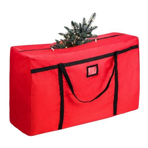 Christmas Tree Storage Bag, Fits Up 4 Ft / 5 Ft Tall Artificial Trees-Heavy Duty Holiday Storage Box with Durable Reinforced Handles & Zipper & Pocket- 600D Oxford Tree Storage Container, Red
