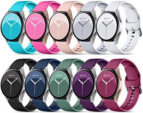 DaQin 10 Pack Bands Compatible with Samsung Galaxy Watch 7/6/5/4 40mm 44mm/Watch 6 Classic 43mm 47mm/Watch 5 Pro 45mm/Watch 4 Classic/Active 2 Band, 20mm Soft Silicone Sport Strap Wristbands Women Men