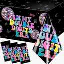 3 Pieces 10th Birthday Decorations - 71 * 43 inch Disposable Girl's Tablecloth in 'My Digits' Era Style