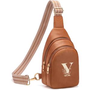 Viverte Crossbody Bags for Women Initial Sling Bag Cross Body Fanny Packs Personalized Gifts for Mom Women Wife (Brown-Y)