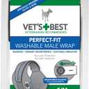 Vet's Best Washable Male Dog Diapers | Absorbent Male Wraps with Leak Protection | Excitable Urination, Incontinence, or Male Marking | Small/Medium | 1 Reusable Dog Diaper Per Pack (S/M)