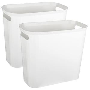 rejomiik Bathroom Small Trash Can Slim Garbage Can Wastebasket 3.5 Gallon Plastic Trash Bin Container for Bedroom, Home, Office, Dorm Room, Kitchen, 2 Pack White