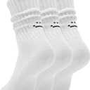 AugRing Women's Cute Scrunch Slouch Crew Socks 3Pack Retro Kawaii Chunky Ribbed Cotton Boot Sneaker Cozy Calf Socks Size 511