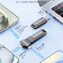 MFi Certified Photo Stick 128GB USB Flash Drive for iPhone, 4 in 1 External Memory Thumb Drive for Picture Video Data Backup, High Speed Memory Stick USB Drive for iPhone/iPad/Android/PC (Gun Black)