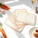 Frienda Set of 4 Easter Placemats 14 x 20 Inch Linen Pastel Gingham Washable Placemat Blue Pink Yellow Buffalo Plaid Table Mats Farmhouse Spring Easter Table Mat for Kitchen Dining Home Decoration