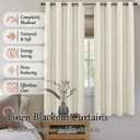 Lajode Blackout Living Room Curtains 72 Inch Long 2 Panels, Textured Linen Black-Out Curtains for Bedroom Light Blocking, Bronze Grommet Thermal Insulated Window Drapery, Each 52" Wide, Natural