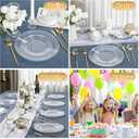 FLOWERCAT 100PCS Clear Plastic Plates - Heavy Duty Plastic Plates Disposable -Straw hat plate for Christmas party &Wedding & New Year - Serve for 50guests party(10inch & 7inch)(Clear)