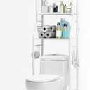 3-Tier Over The Toilet Storage, Metal Bathroom Shelve, Over Toilet Organizer Storage Rack, with Paper & Towel Holder, Space Saver Freestanding Shelf for Restroom Laundry Balcony, White, 3-Tier Iron