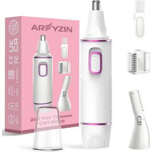 AREYZIN Nose Hair Trimmer for Women-2025 Professional Painless Eyebrow Trimmer and Nose Trimmer Facial Hair Removal Nasal Hair Clippers Professional, Easy to Clean, Dual-Edge Blade,White