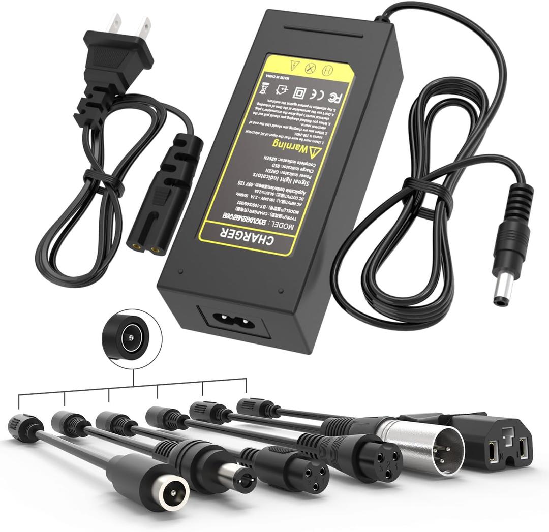 54.6V 2A Fast Charger with 7 Plugs for 13S 48V Lithium Battery, BOEEA Universal Lithium Battery Charger Replacement for Jetson, Gotrax, Razor, Ninebot, Segway, Swagtron, Hiboy ect