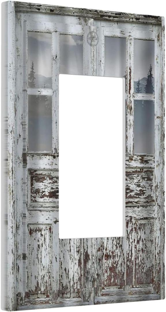 Decorative Outlet Covers Rustic Farmhouse Wood Barn Door 1 Gang Single Decora GFCI Device Light Switch Cover Plate 1 Rocker Wall Plate Jumbo Switch Plate Cover for Kitchen Bedroom Home Decor, 1-Gang Rocker /5 x 3in